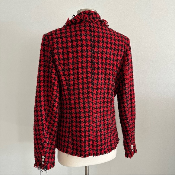 Aqua Cutaway Tweed Blazer Jacket Red/Black L - Picture 4 of 7